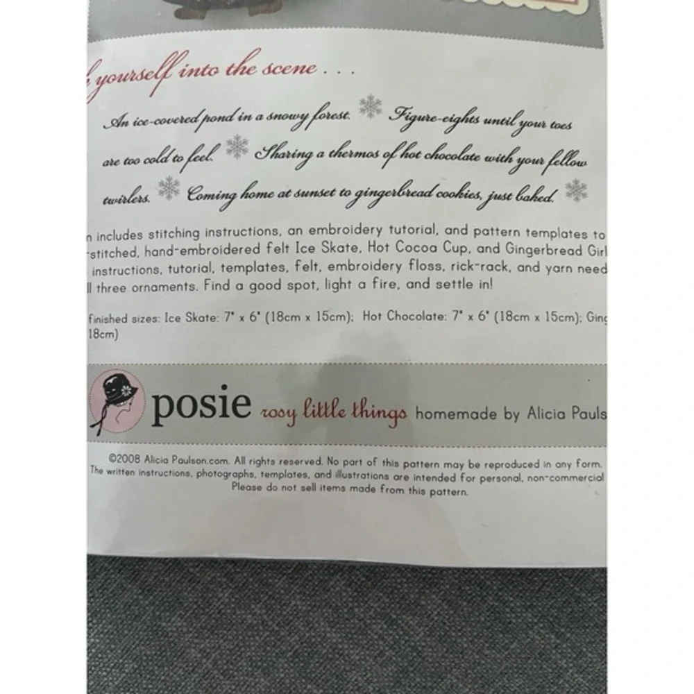 Posie Rosy Little Things Ice Skating Felt Ornament Craft Kit NEW Holiday Xmas‎